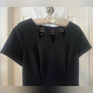 AGB Black short sleeve dress with decorative bodice, Size 10